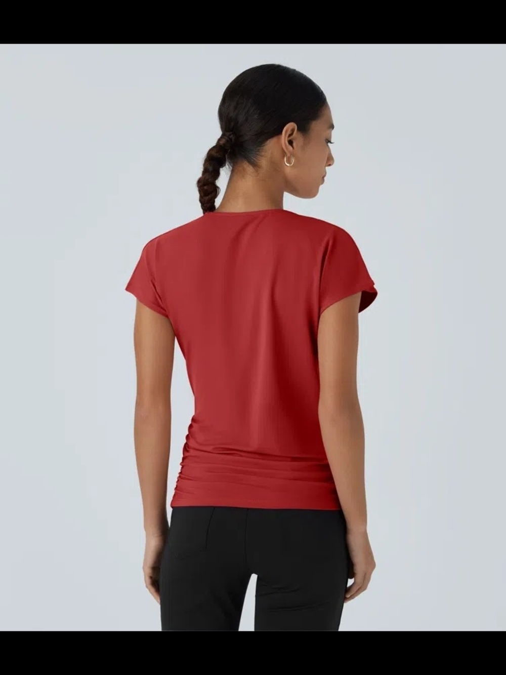 (NWOT) Halara V-Neck Crossover Work Blouse - Red - Picture 2 of 5